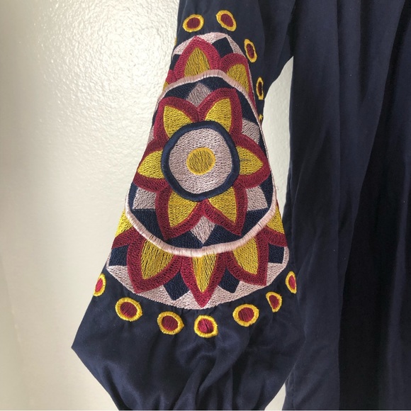 Crown & Ivy Embellished Balloon Sleeve Dress Navy Size M - Picture 5 of 9